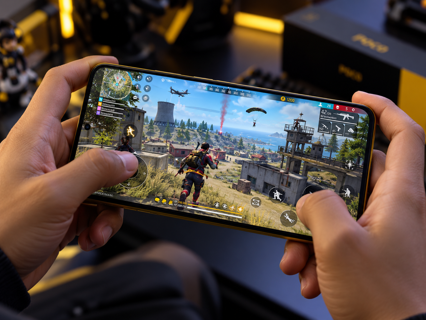 Pessoa usando celular Poco em jogo para comparar desempenho entre Redmi ou Poco